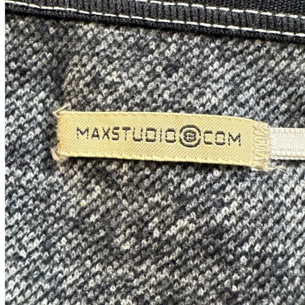 MAX STUDIO Black Grey Knit Mini Pencil Stretch Skirt Elastic‎ Waist Women's XS